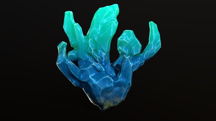 Fantasy blue Crystals PBR game asset 3D Model