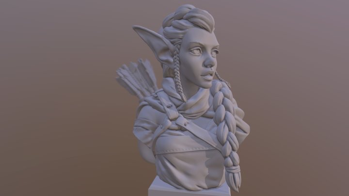 Elf Archer Bust 3D Model