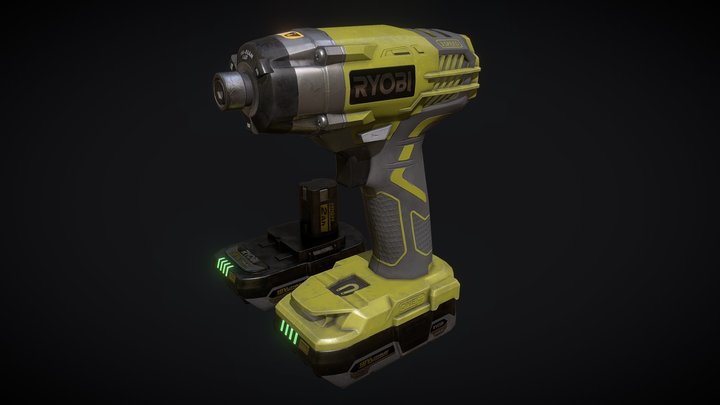 Ryobi Impact Driver (Weathered) 3D Model