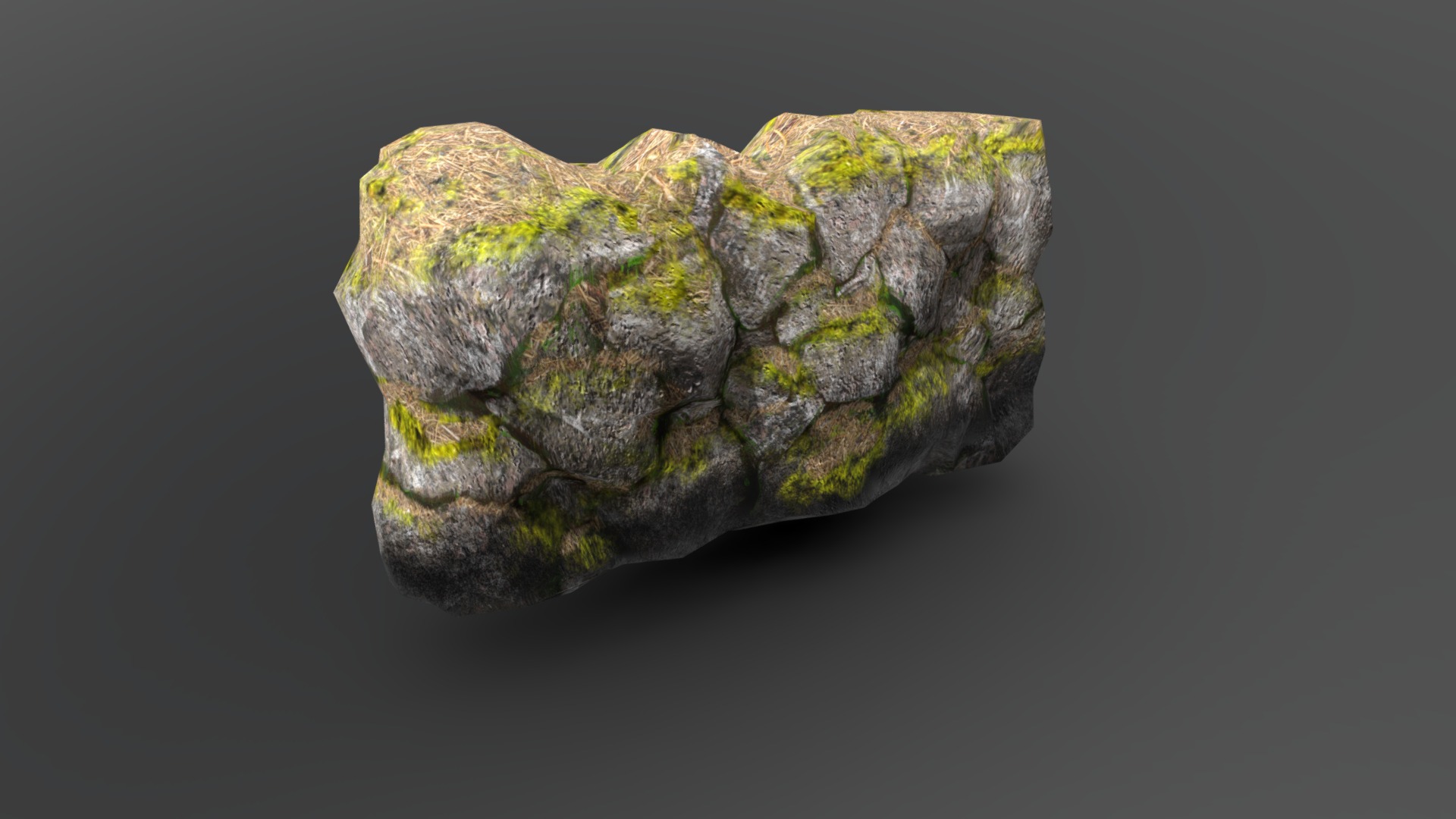3D model Stone Wall - This is a 3D model of the Stone Wall. The 3D model is about a green rock with a dark background.