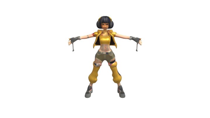 Anime-style girl character with modern attire 3D Model