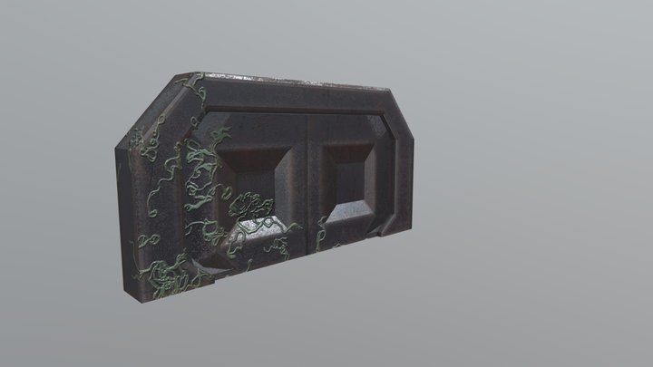 Overgrown Rusty Futuristic Door 3D Model