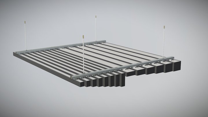 Підвісна стеля із кубоподібної рейки KRAFT 3D Model