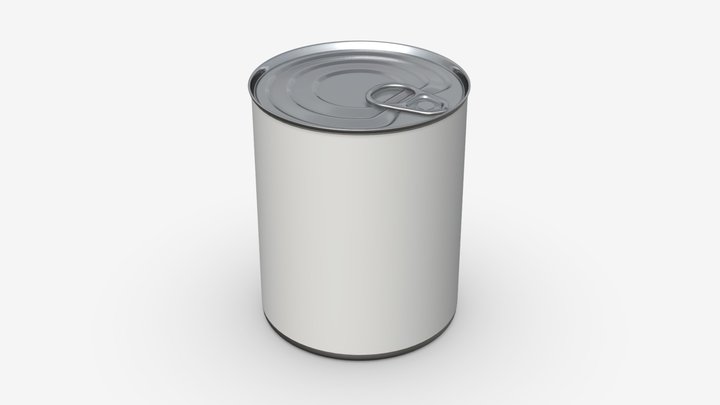 Canned food round tin metal aluminum can 019 3D Model