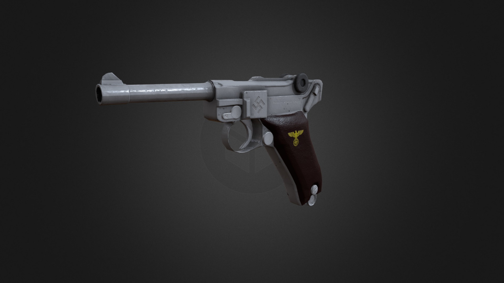 3D model Luger - This is a 3D model of the Luger. The 3D model is about a gun with a strap.