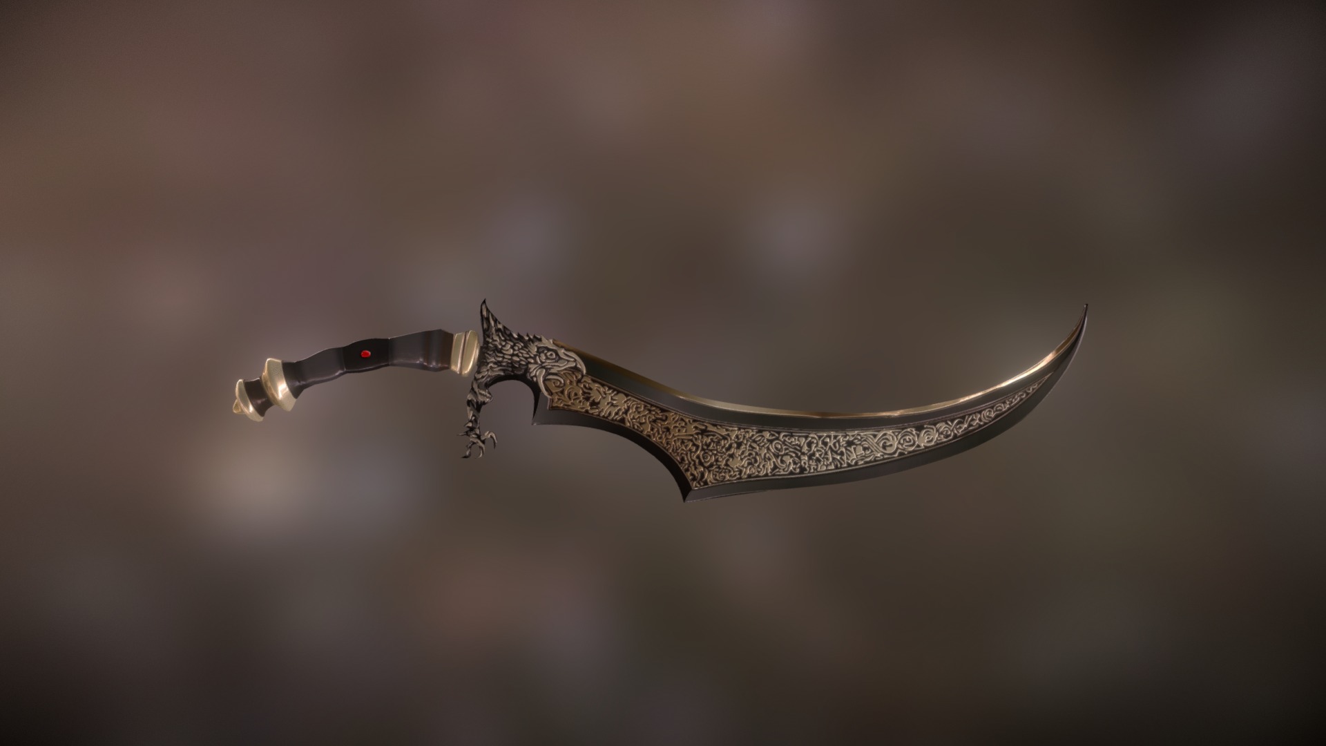 3D model Falcon Dagger - This is a 3D model of the Falcon Dagger. The 3D model is about a close-up of a sword.