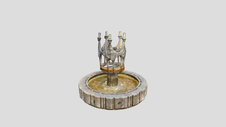 Historic stone Fountain with ornaments 3D Model