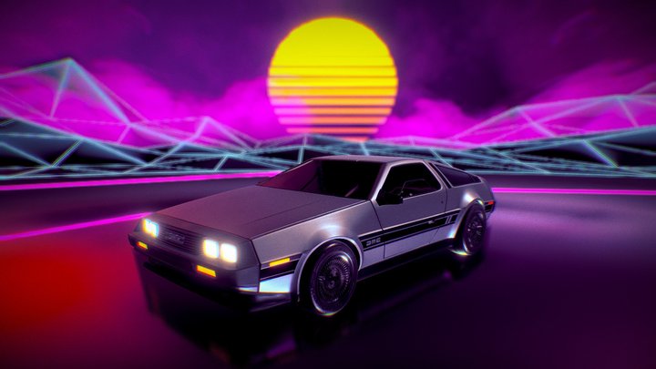 DeLorean DMC12 || Retro wave art – Kostenloses 3D-Modell STL