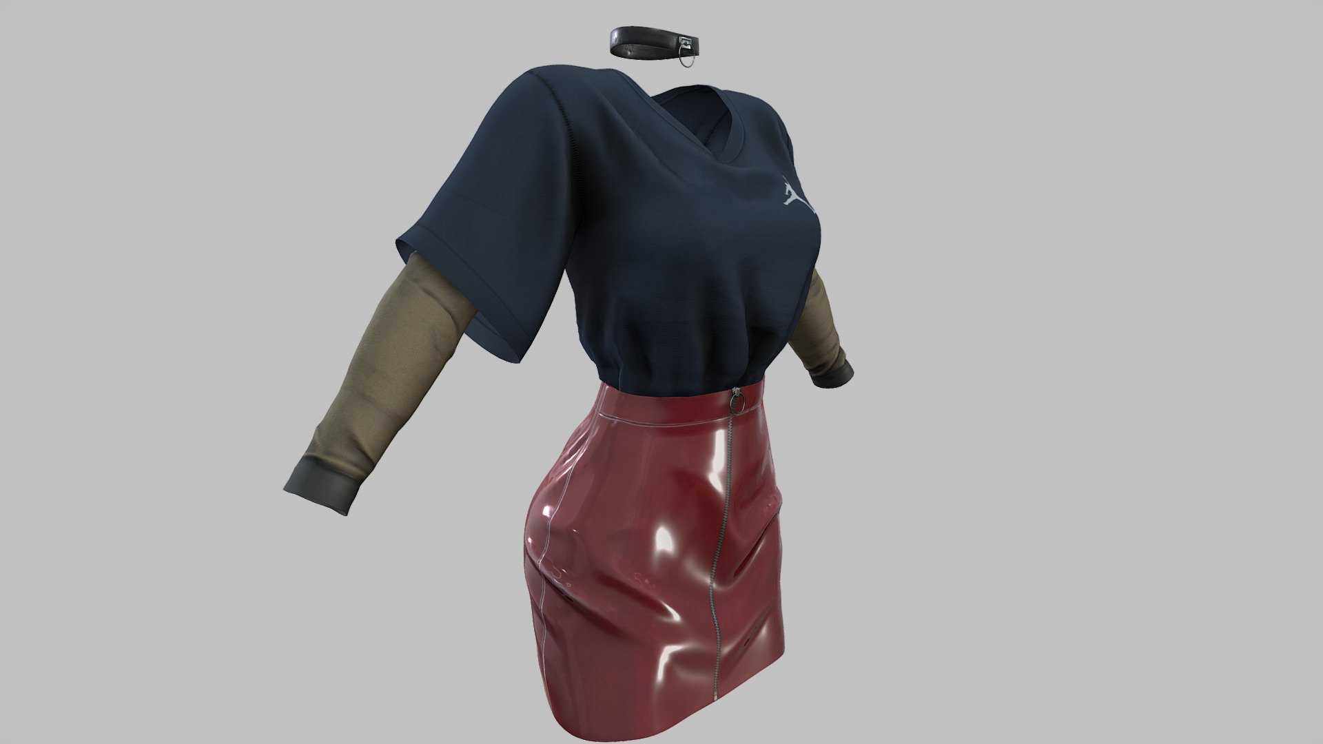 $AVE Female 2in1 Top Mini Latex Skirt Outfit - Buy Royalty Free 3D ...