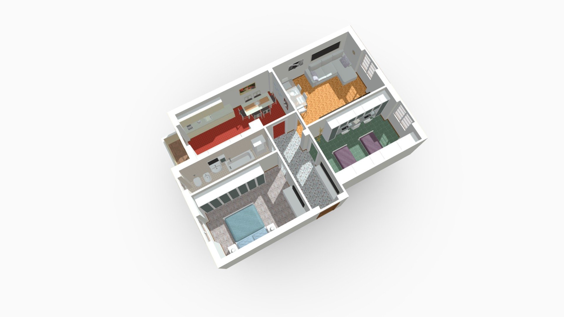Via Antonelli Milano Trilocale cucina abitabile — Sketchfab embed 3D viewer