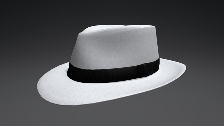 Trilby Hat (White) 3D Model