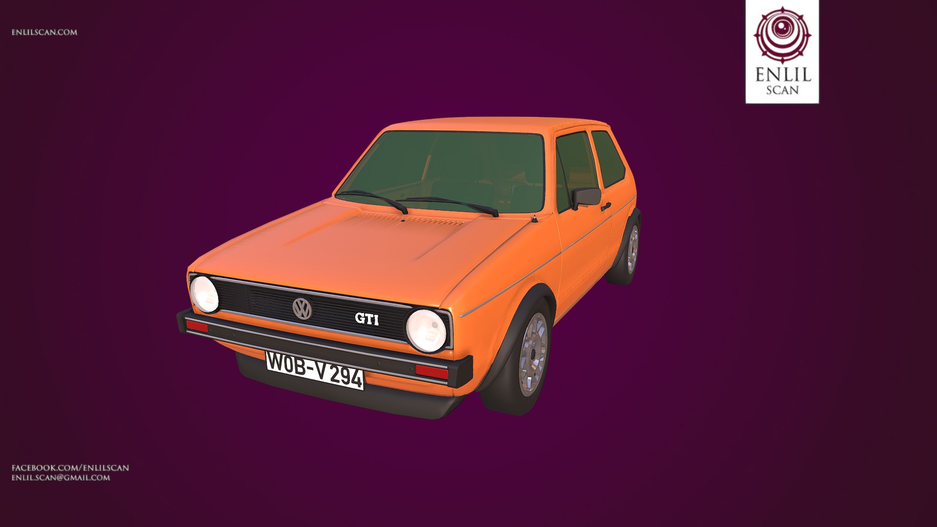3D model Volkswagen Golf Mk 1 - This is a 3D model of the Volkswagen Golf Mk 1. The 3D model is about a small orange car.