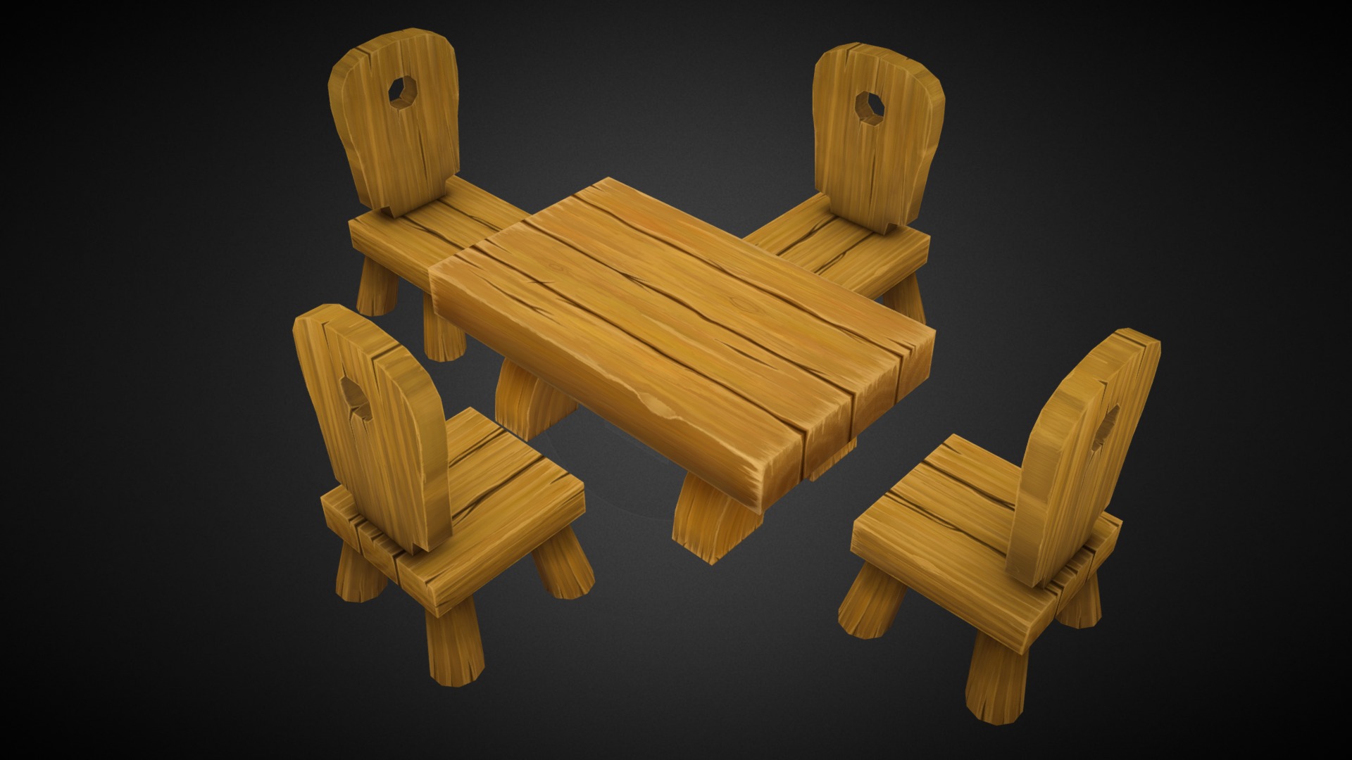 3D model Handpainted props - This is a 3D model of the Handpainted props. The 3D model is about a group of wooden pieces.