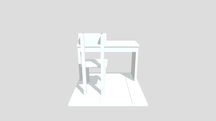 3D Room with Floor, Table and Chair 3D Model