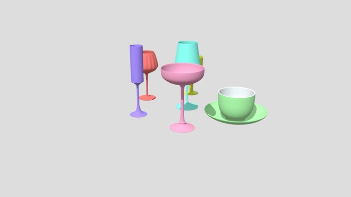 Assortment of glasses and a teacup