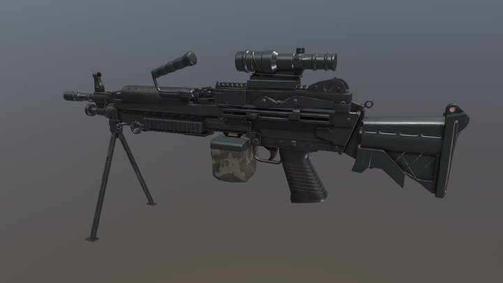 M-249 Machine Gun 3D Model