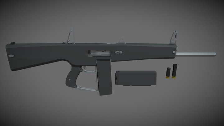 low-poly AA-12 – Modello 3D gratuito STL