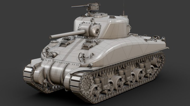 M4A1 Sherman (Early Production) - BaseMesh 3D Model