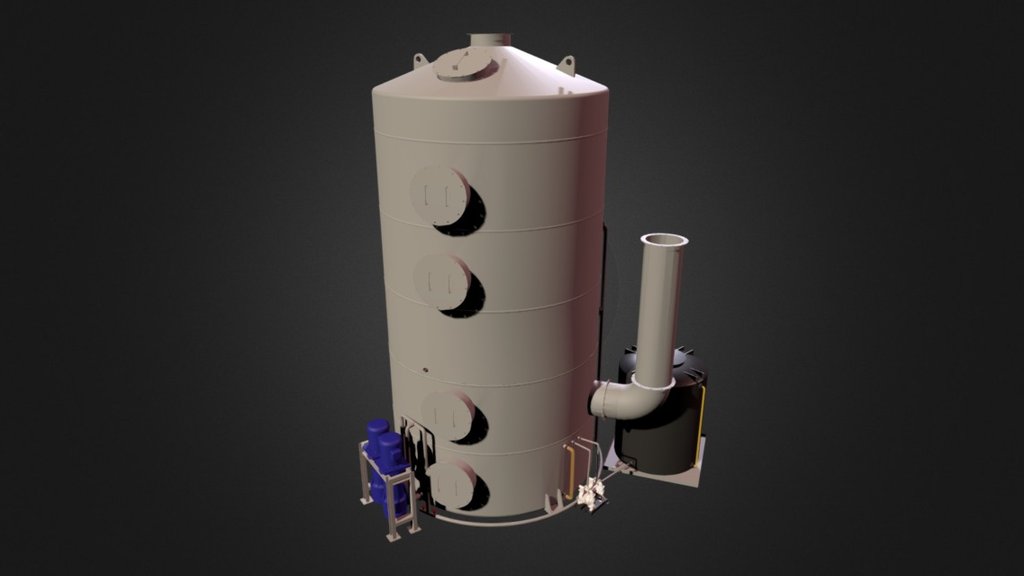 Water Washing Tower (Deodorize Equipment) - 3D model by crjmay [6b2daf7 ...