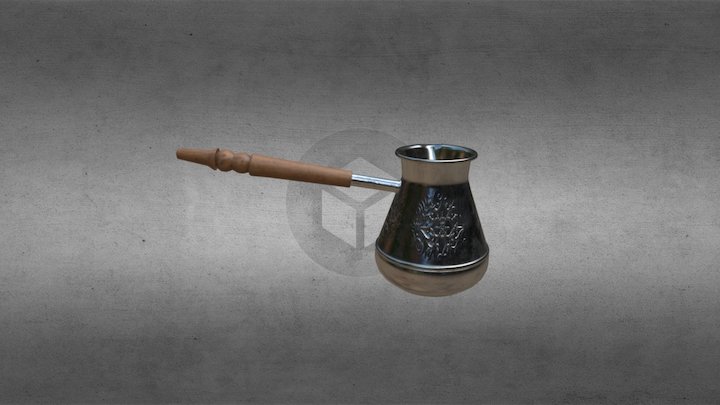 3d illustration metal Turk and coffee beans 3D Model