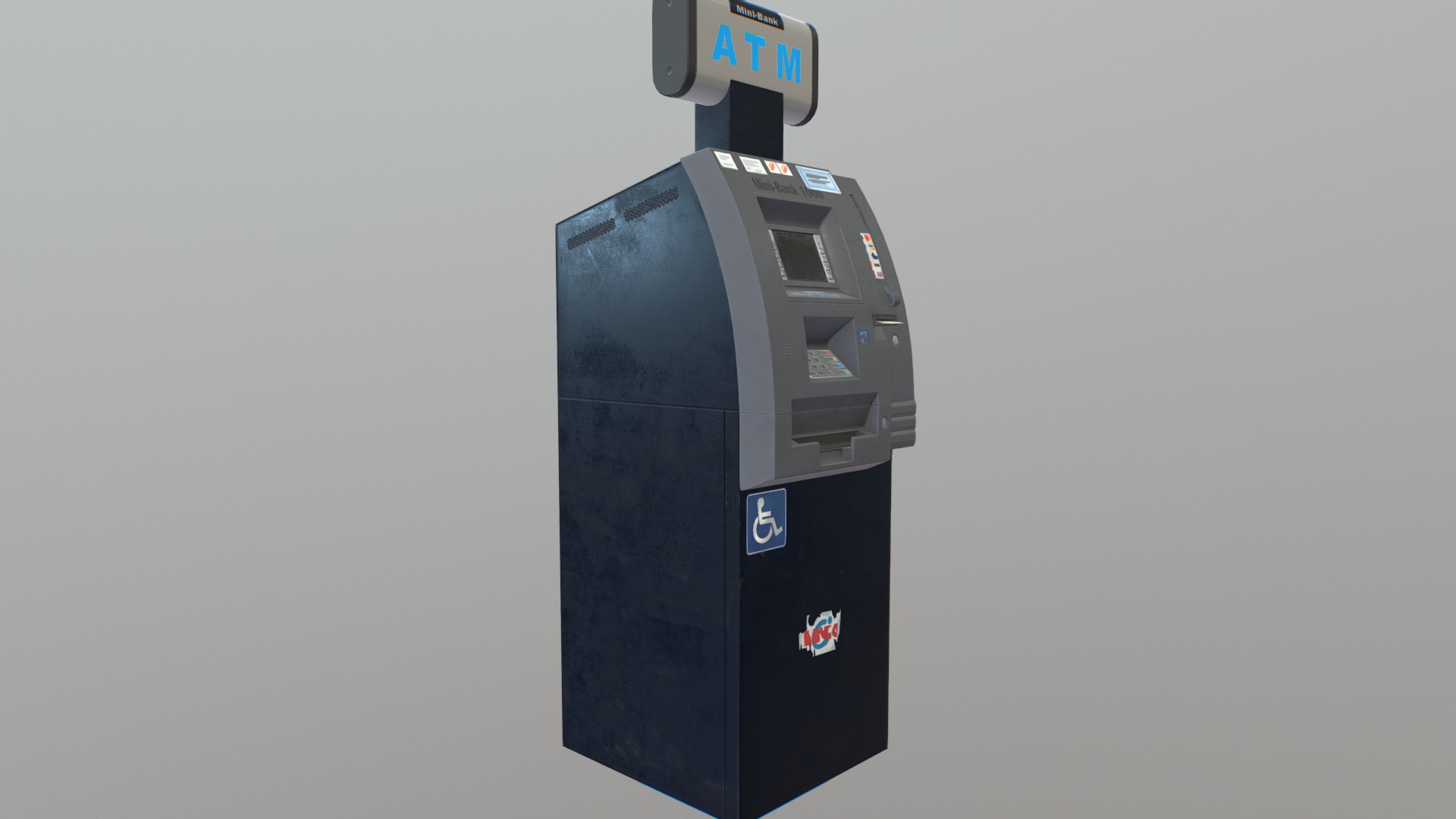 3D model Lowpoly ATM - This is a 3D model of the Lowpoly ATM. The 3D model is about a black and silver computer tower.