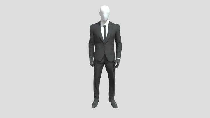 一个穿着西装的男士, 没有脸和头发 3D Model