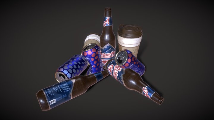 Beer Bottles, Aluminium Cans and Coffee Cups 3D Model