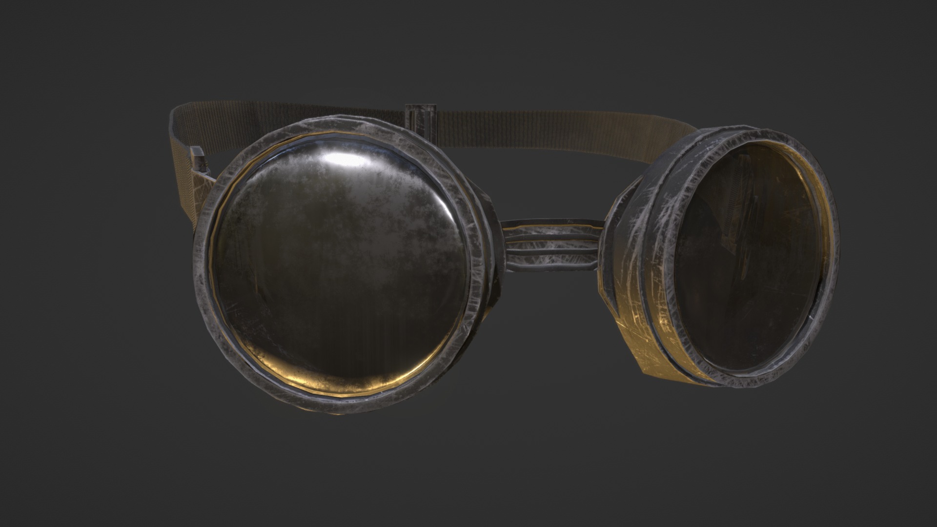 3D model Painted Steampunk Goggles Glasses - This is a 3D model of the Painted Steampunk Goggles Glasses. The 3D model is about a pair of gold rings.