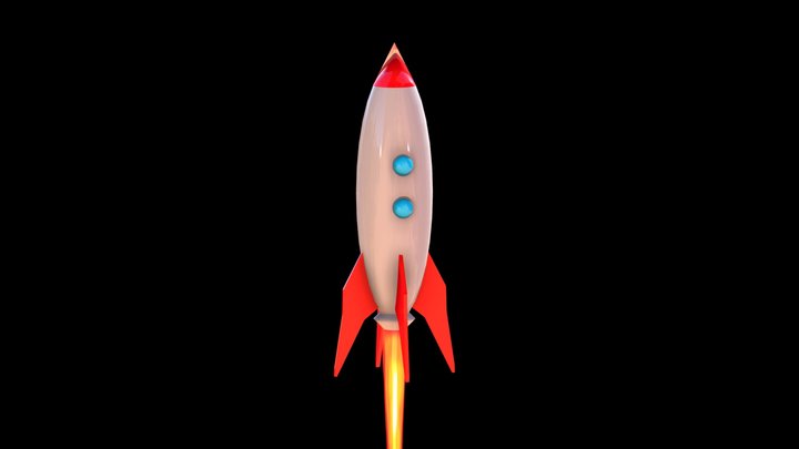 Stylized Space Rocket 3D Model