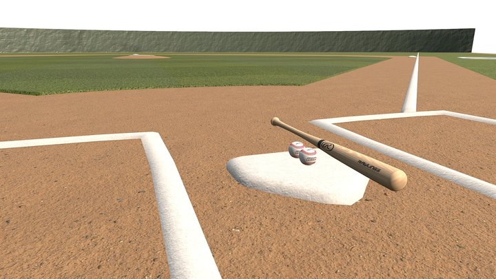 Baseball Bat and Ball 3D Model