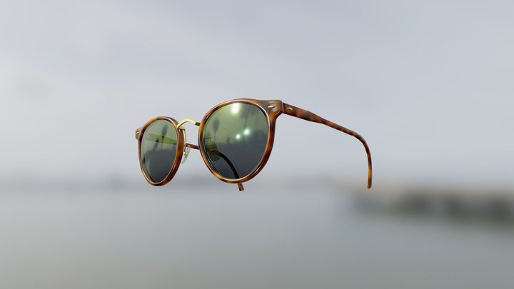 Generic Boston Style Sunglasses (Brown) 3D Model
