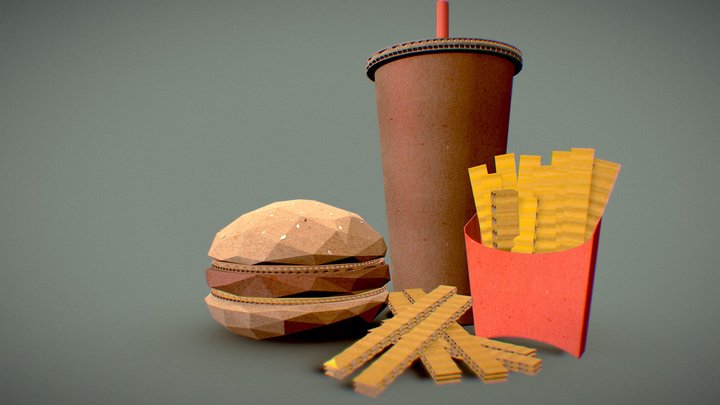 Cardboard hamburger 3D Model