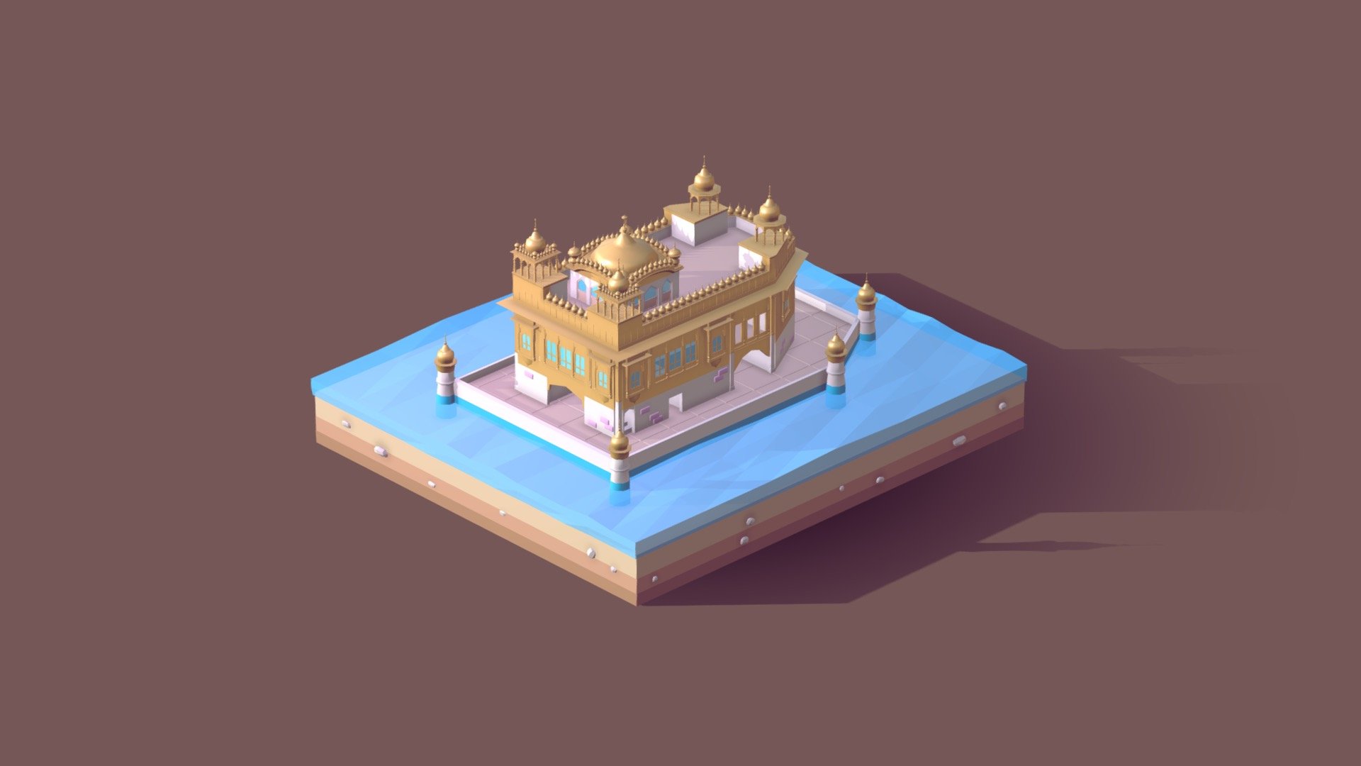 Cartoon Lowpoly Golden Temple Amritsar Landmark - Buy Royalty Free 3D model  by antonmoek (@antonmoek) [6b40ad4]