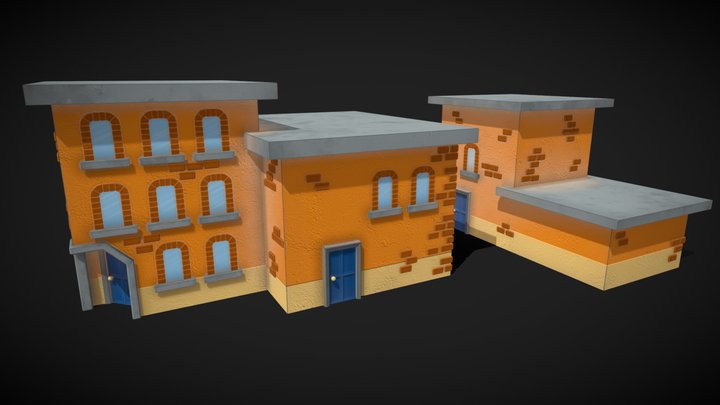 TV-World: Town Buildings 3D Model