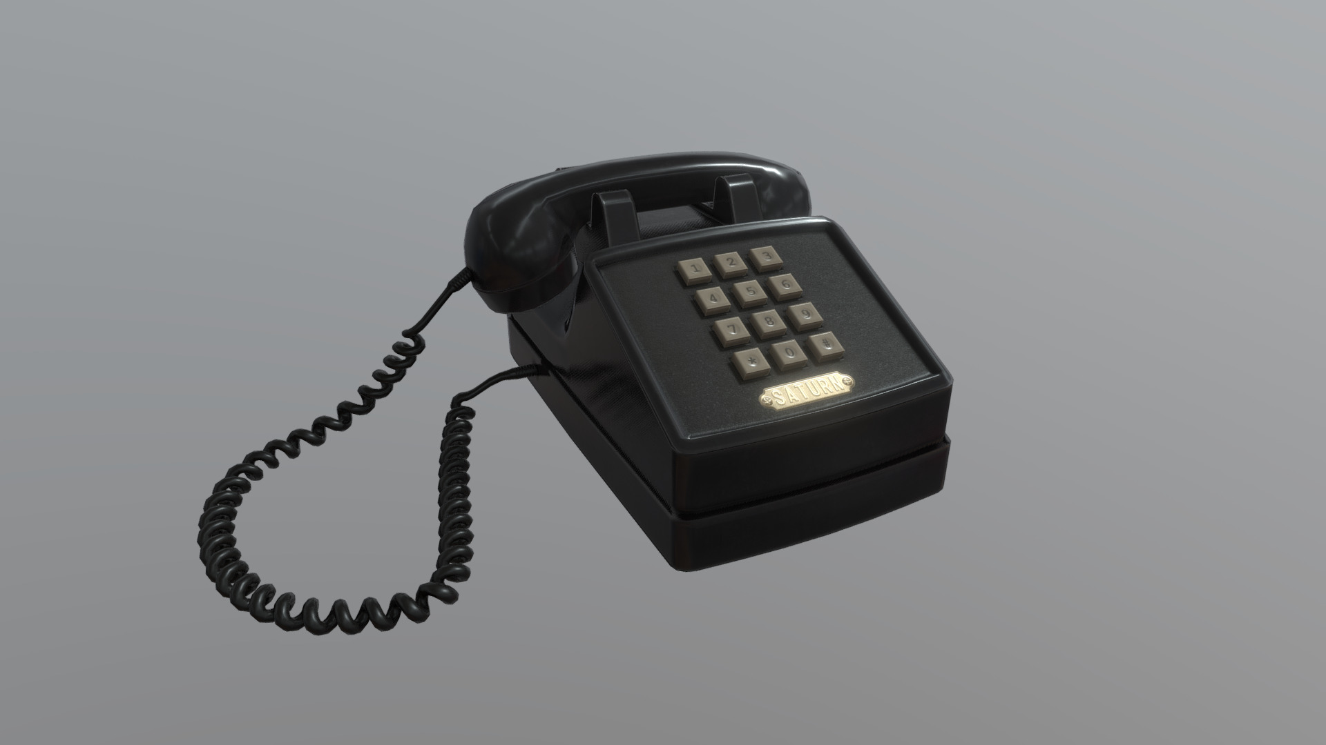 3D model Retro Phone - This is a 3D model of the Retro Phone. The 3D model is about a black telephone with a cord.