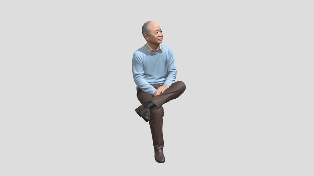 Crossed-Legged Gentleman in Light Blue Sweater