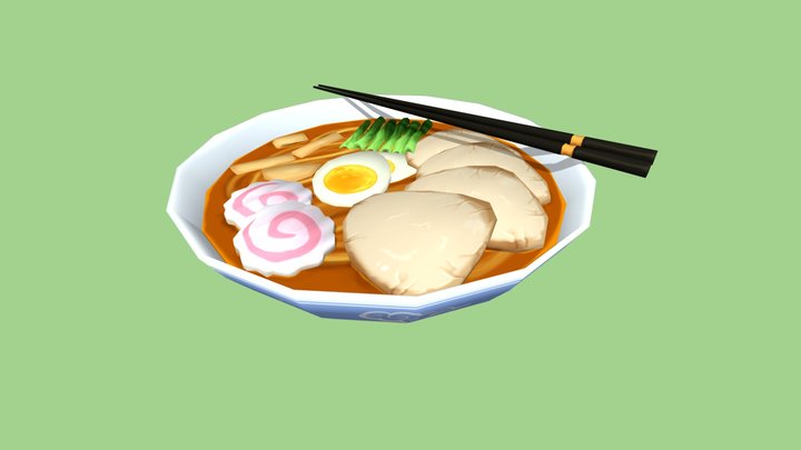 Low Poly Stylized Ramen Bowl 3D Model