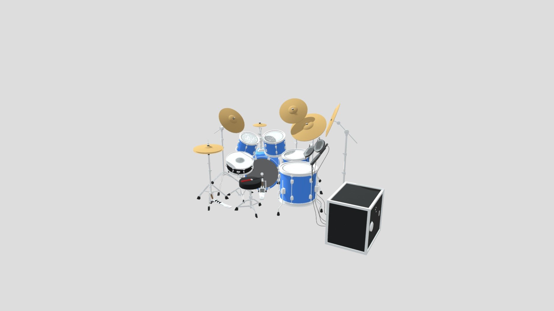 Complete drumset with stool and sticks (lowpoly) 3D model by Henry