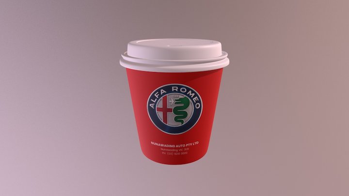 Coffee Cup 2 Red 3D Model