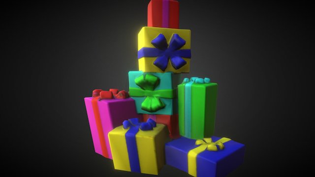 Stack of Christmas Gifts 3D Model