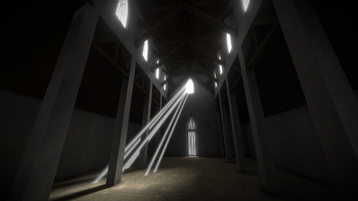 Low-poly VR/Game Ready Interior Temple Scene 3D Model