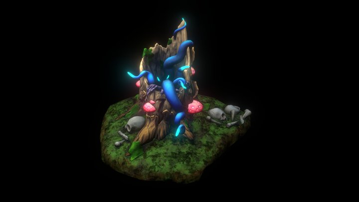 Mystical stump with tentacles 3D Model