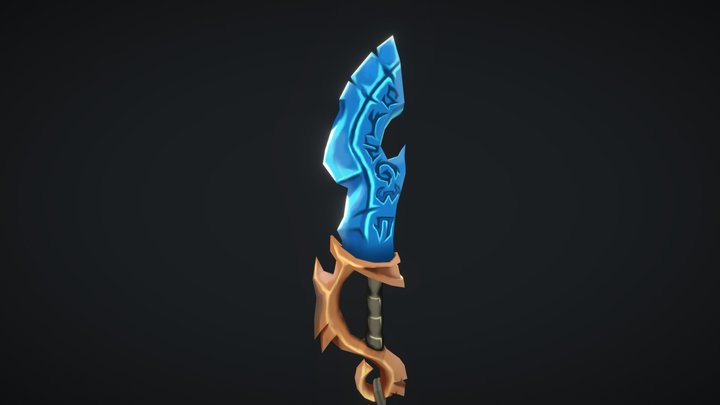 Stylized Big Ice Sword 3D Model