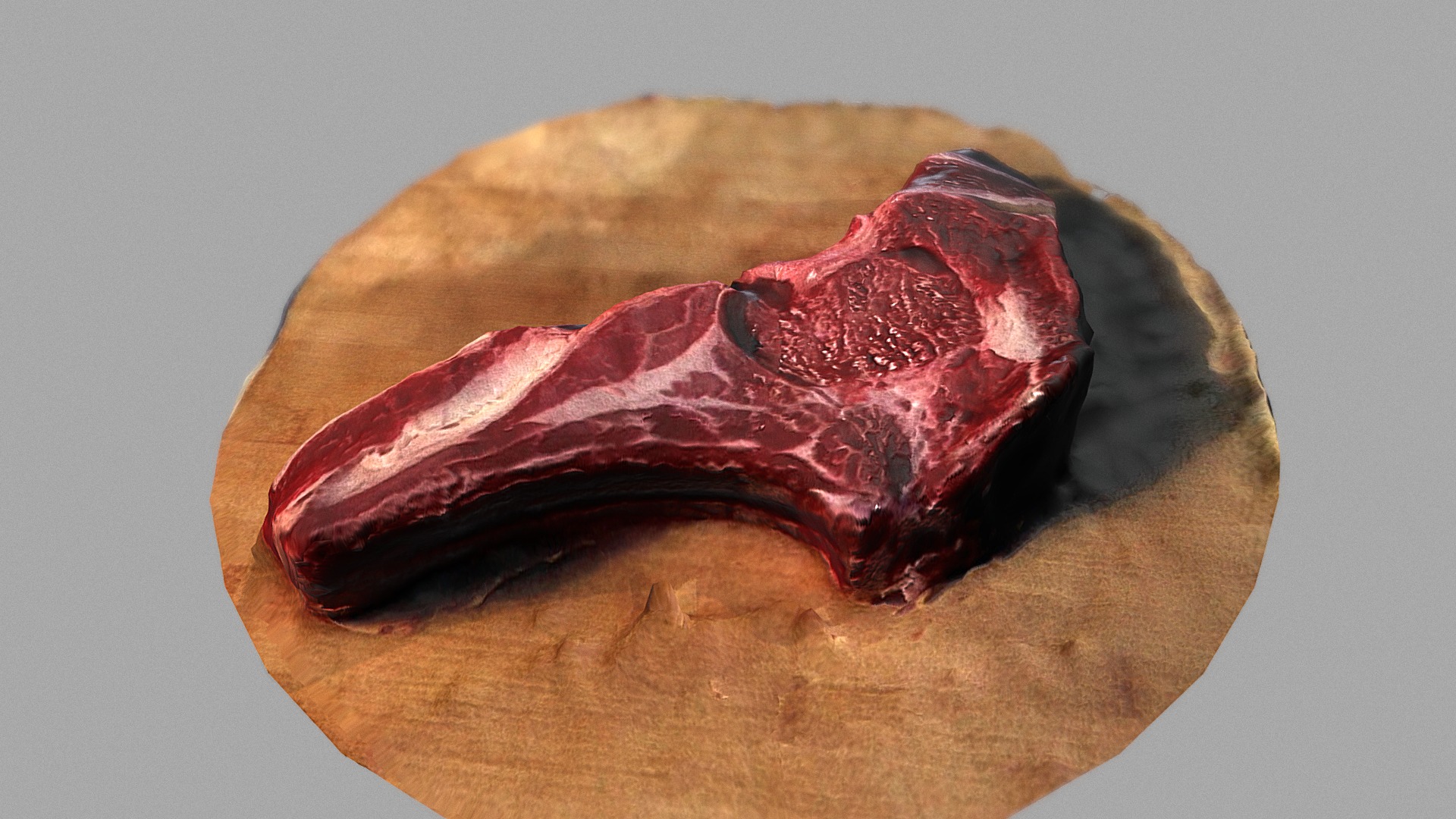 3D model Cote-de-boeuf - This is a 3D model of the Cote-de-boeuf. The 3D model is about a piece of meat with a red sauce on it.