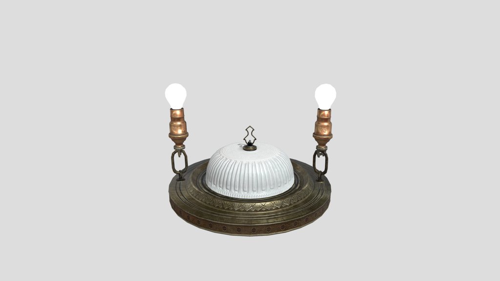 Nouveau Exposed Bulb Flush Mount Lamp