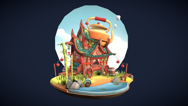 Chinese Travelling Tea-Shop 3D Model