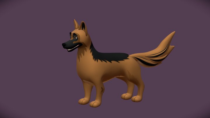 Toon German Shephard 3D Model