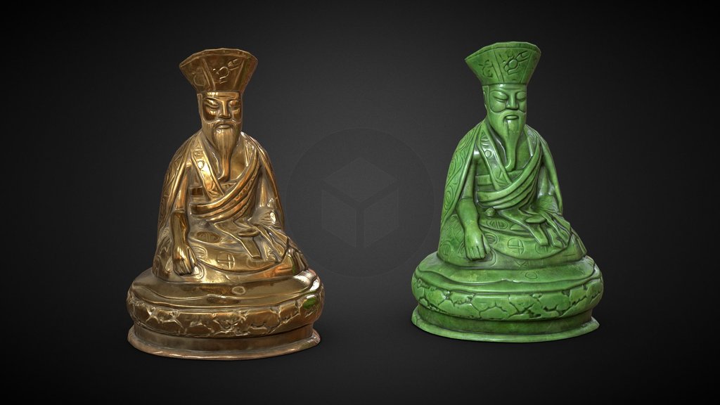 Zen Monk Figurine Gold and jade statues