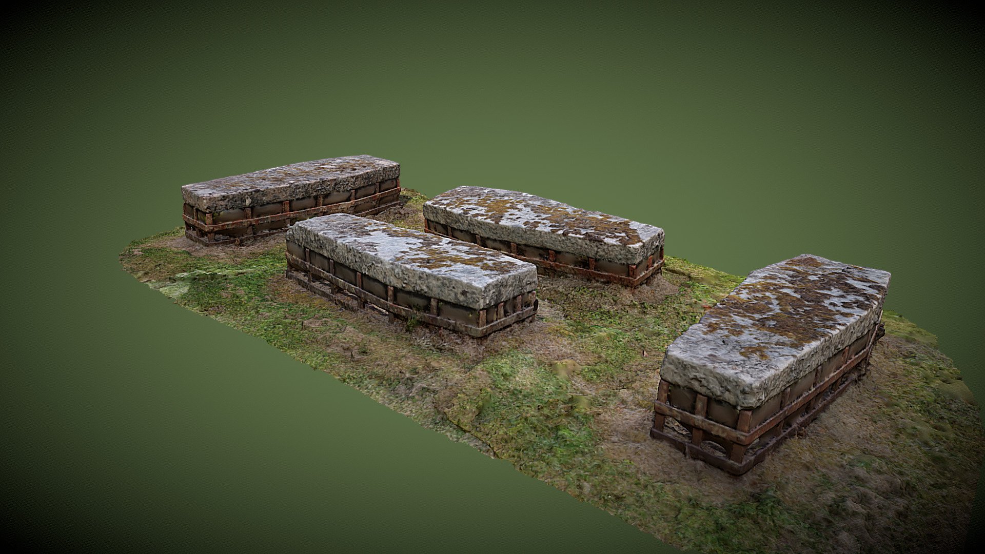 Four mortsafes, Cluny Old Churchyard. - Download Free 3D model by ...