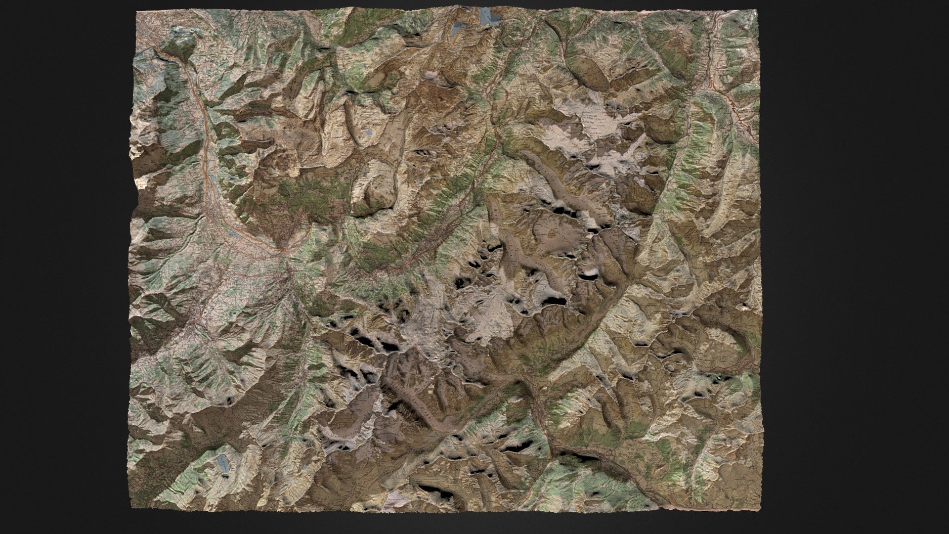Chamonix region Relief Map